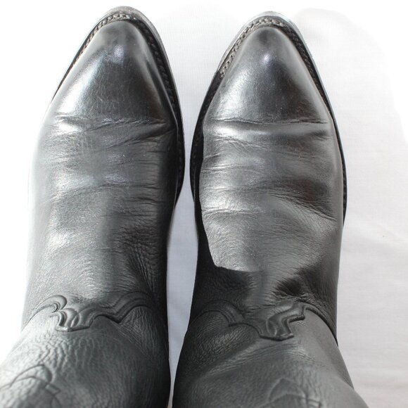 Lucchese Black Leather Boots Size 8D - Picture 5 of 16